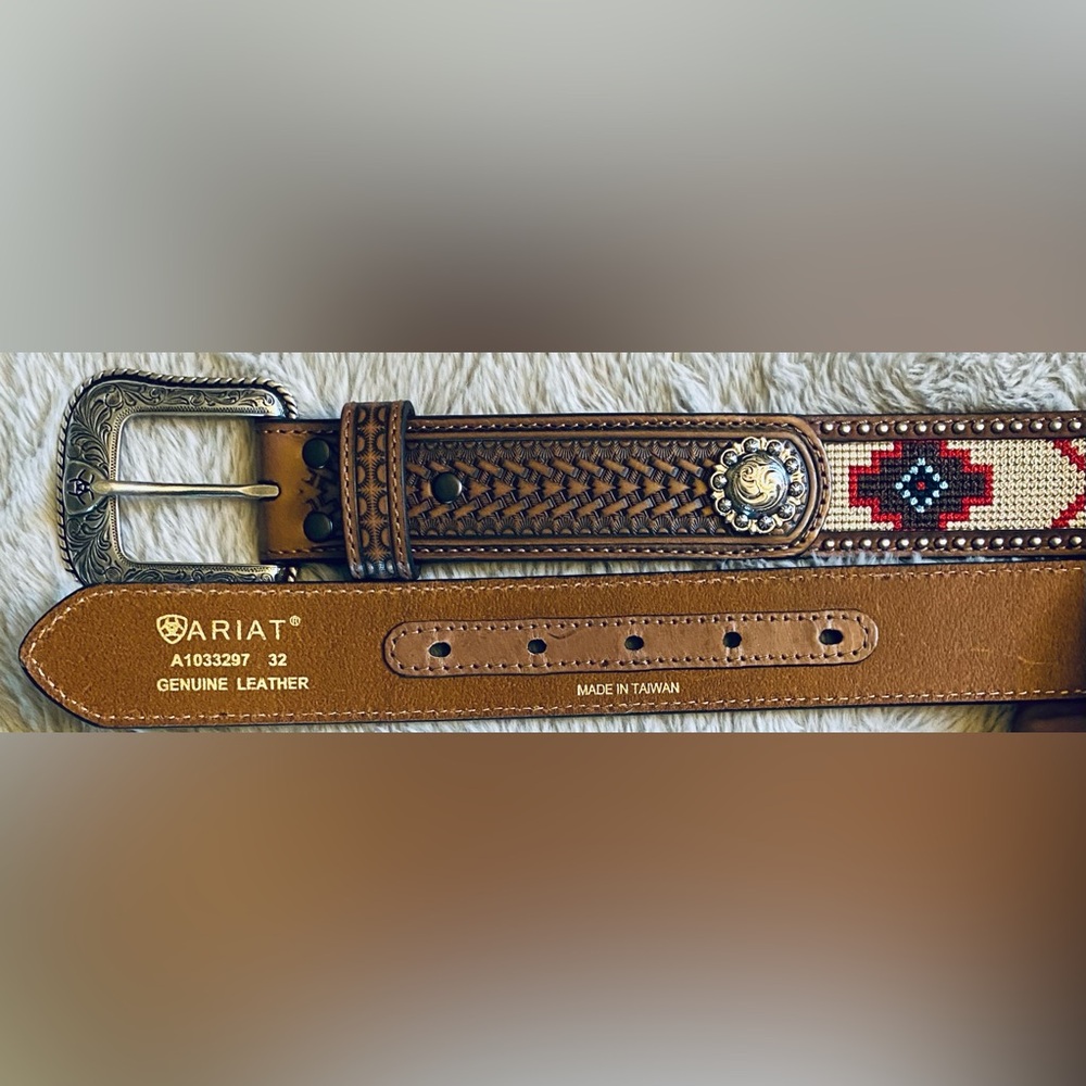 NWT Ariat Mens Aztec Beaded Belt -A1033297 - Picture 9 of 14
